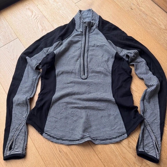 Lululemon Run: U-Turn Pullover Mini Check Pique Black White quarter zip 8 - Picture 3 of 14